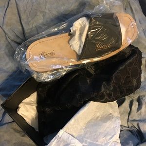 New Gucci Slides Leather Sole Men’s